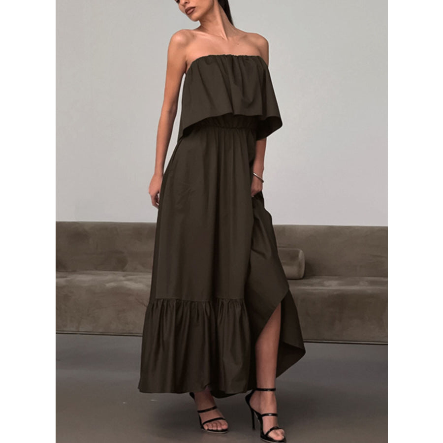 Off-Shoulder Ruffle Hem Maxi Dress Apparel and Accessories