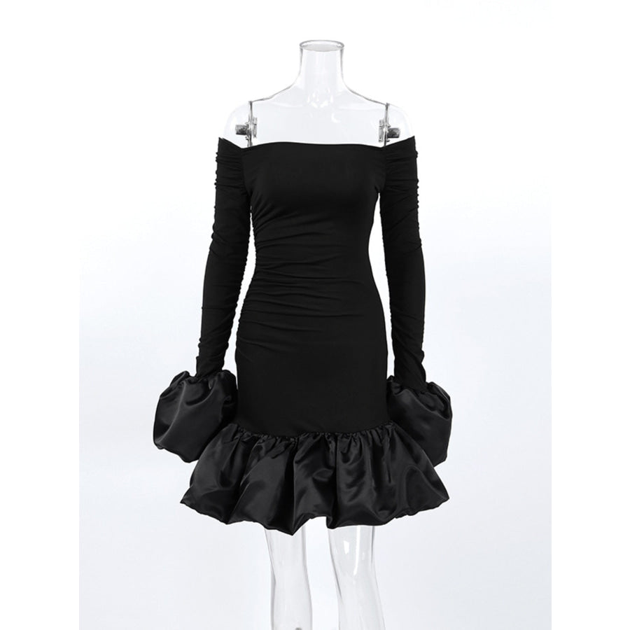 Off-Shoulder Ruffle Hem Mini Dress Apparel and Accessories