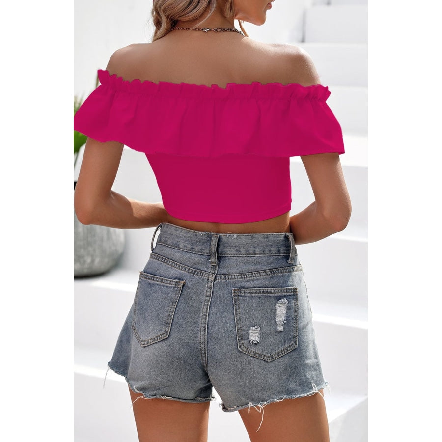 Off-Shoulder Ruffled Cropped Top