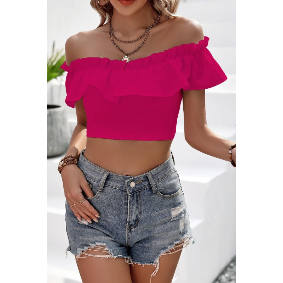 Off-Shoulder Ruffled Cropped Top