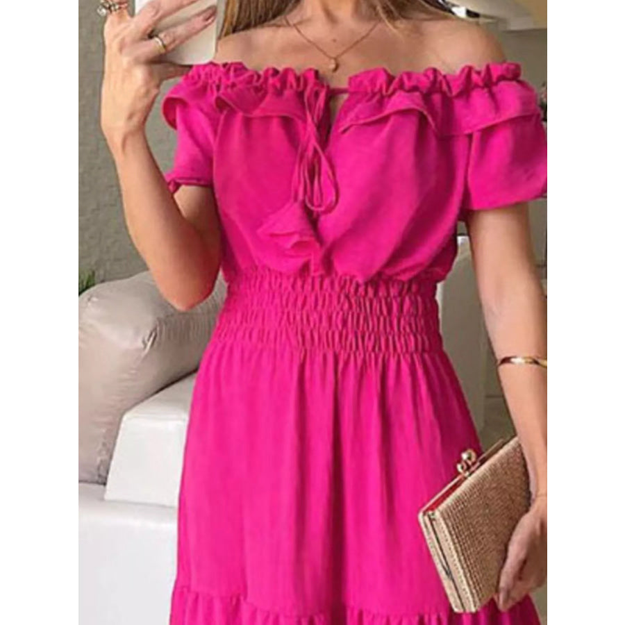 Off-Shoulder Ruffled Tiered Maxi Dress Apparel and Accessories