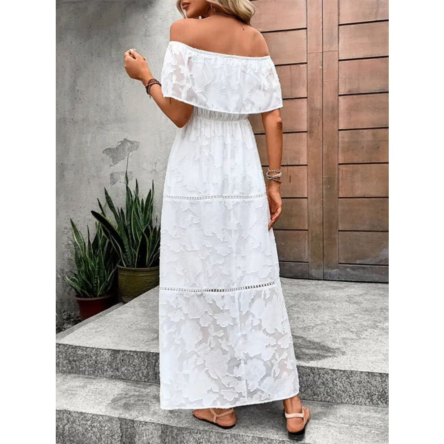 Off-Shoulder Short Sleeve Maxi Dress Apparel and Accessories