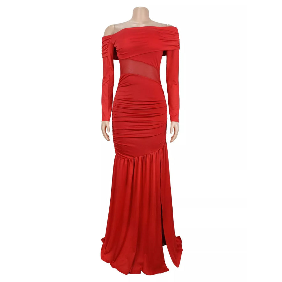 Off Shoulder Slit Maxi Dress Apparel and Accessories