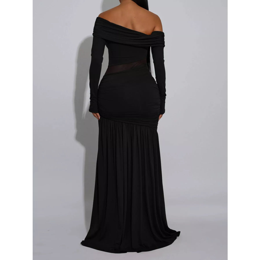 Off Shoulder Slit Maxi Dress Apparel and Accessories
