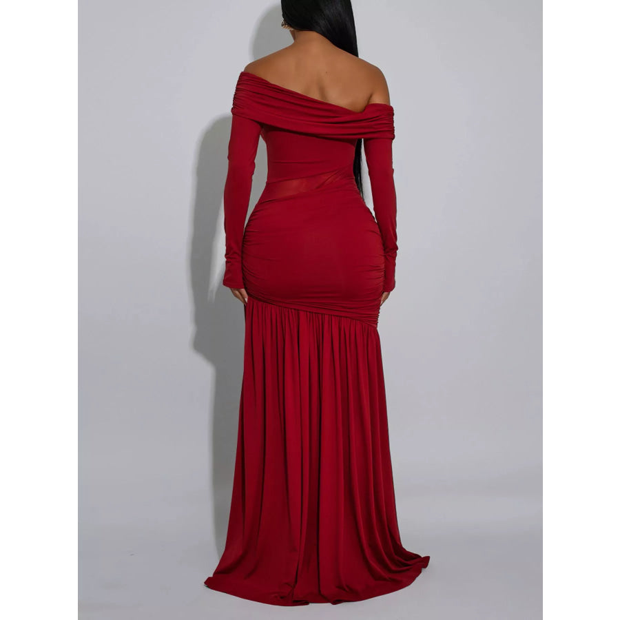 Off Shoulder Slit Maxi Dress Apparel and Accessories