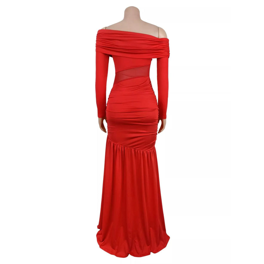 Off Shoulder Slit Maxi Dress Apparel and Accessories