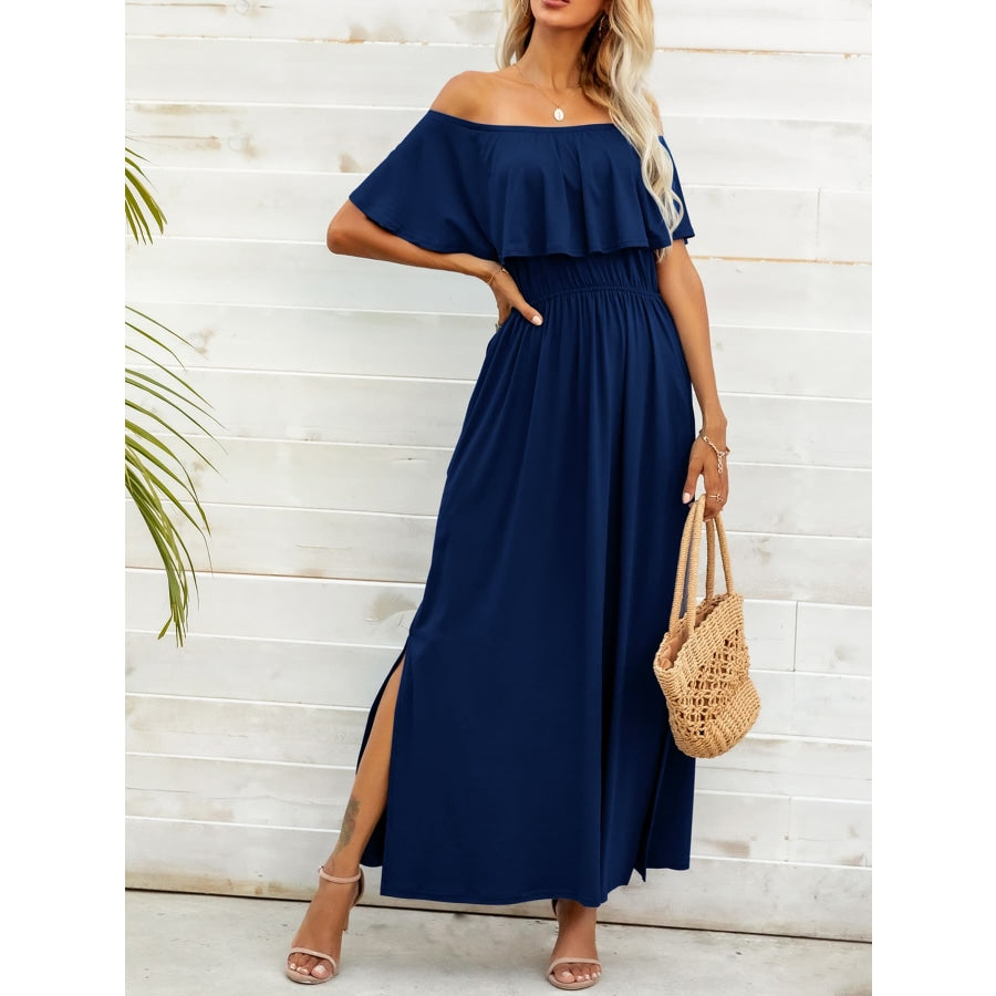 Off-Shoulder Slit Maxi Dress