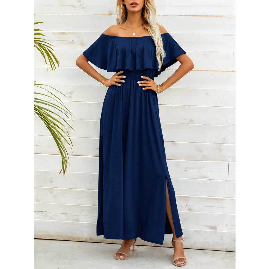 Off-Shoulder Slit Maxi Dress