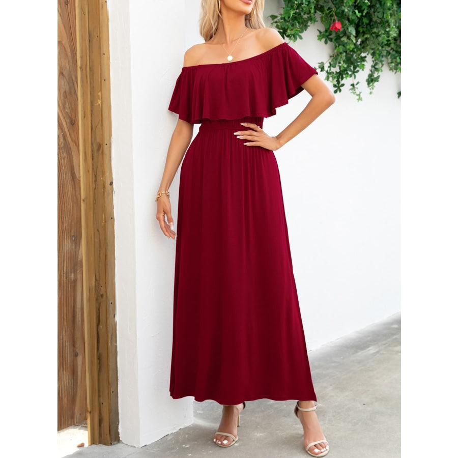 Off-Shoulder Slit Maxi Dress