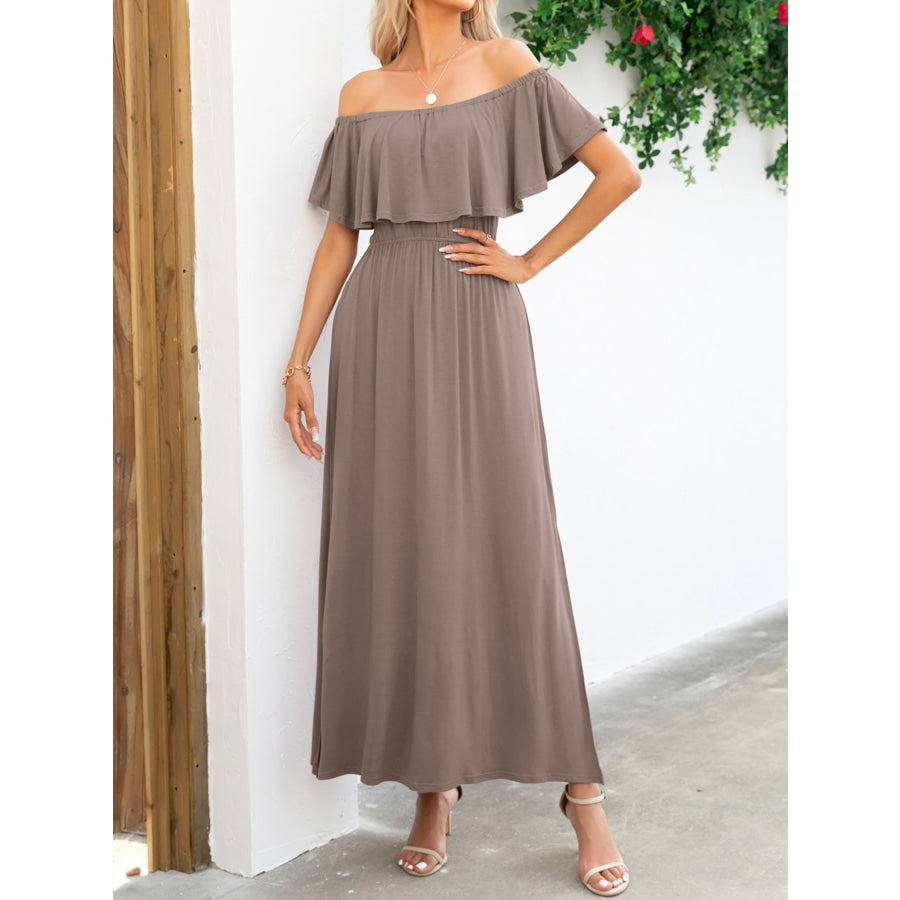 Off-Shoulder Slit Maxi Dress