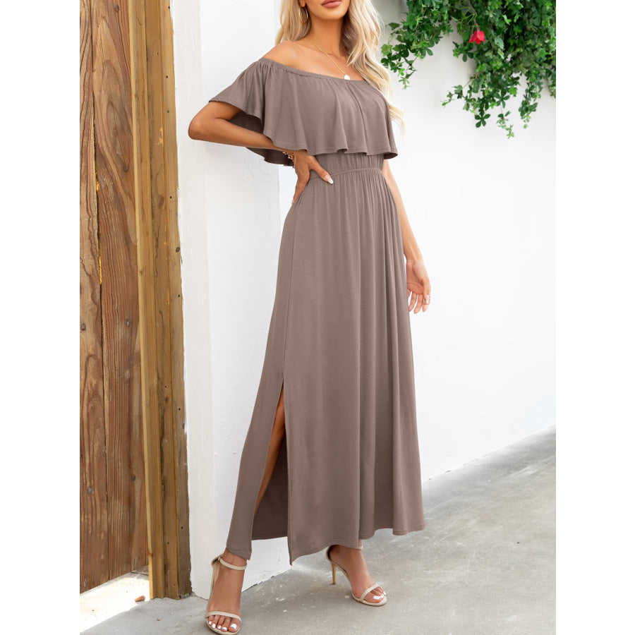 Off-Shoulder Slit Maxi Dress