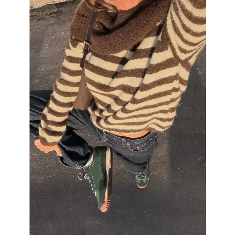 Off-Shoulder Striped Knit Top Apparel and Accessories