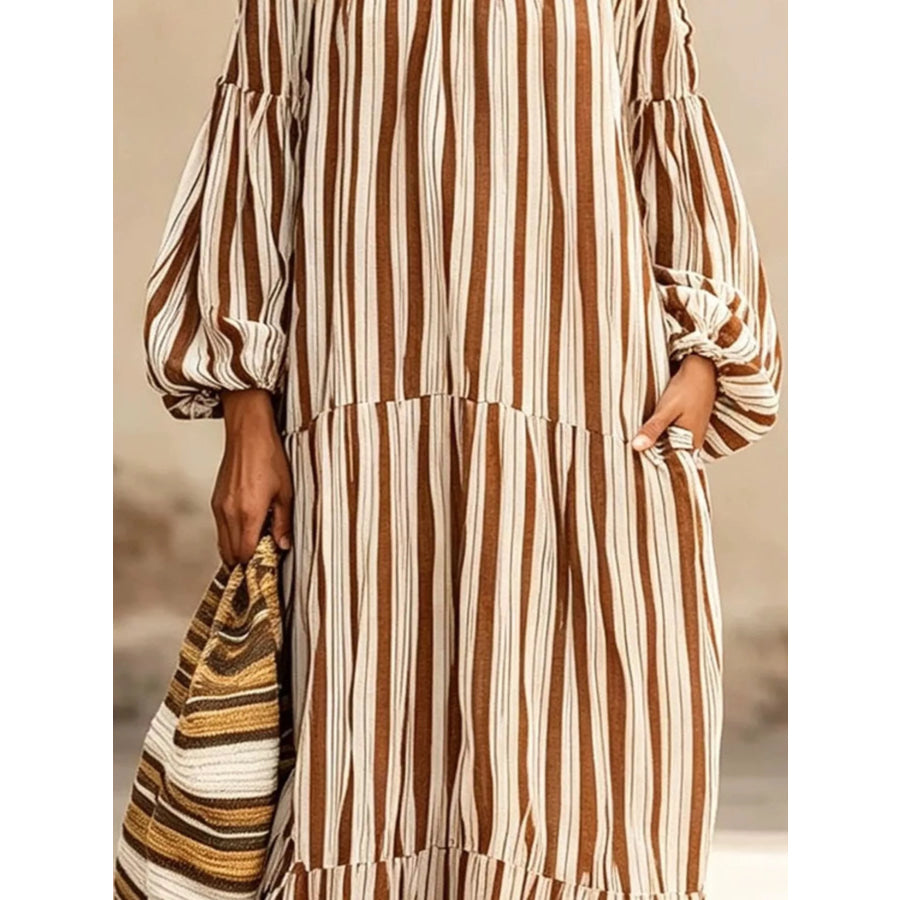 Off-Shoulder Striped Maxi Dress Apparel and Accessories