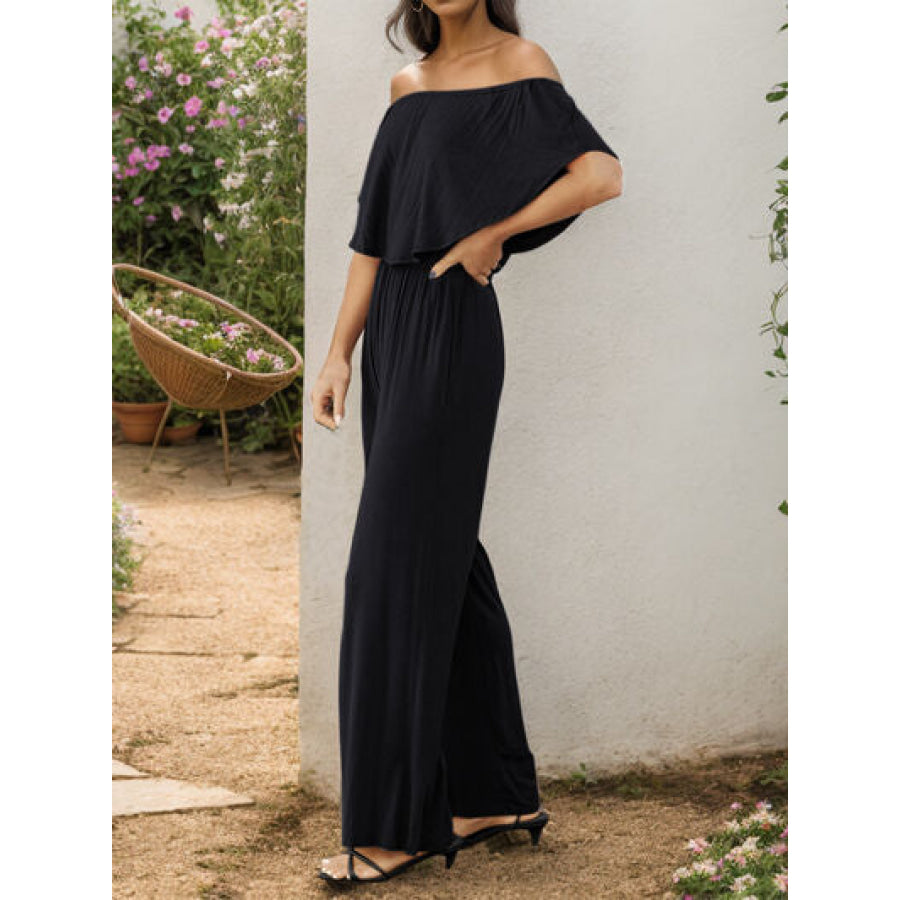 Off - Shoulder Wide Leg Jumpsuit Apparel and Accessories