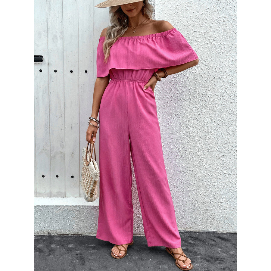 Off-Shoulder Wide Leg Jumpsuit Apparel and Accessories