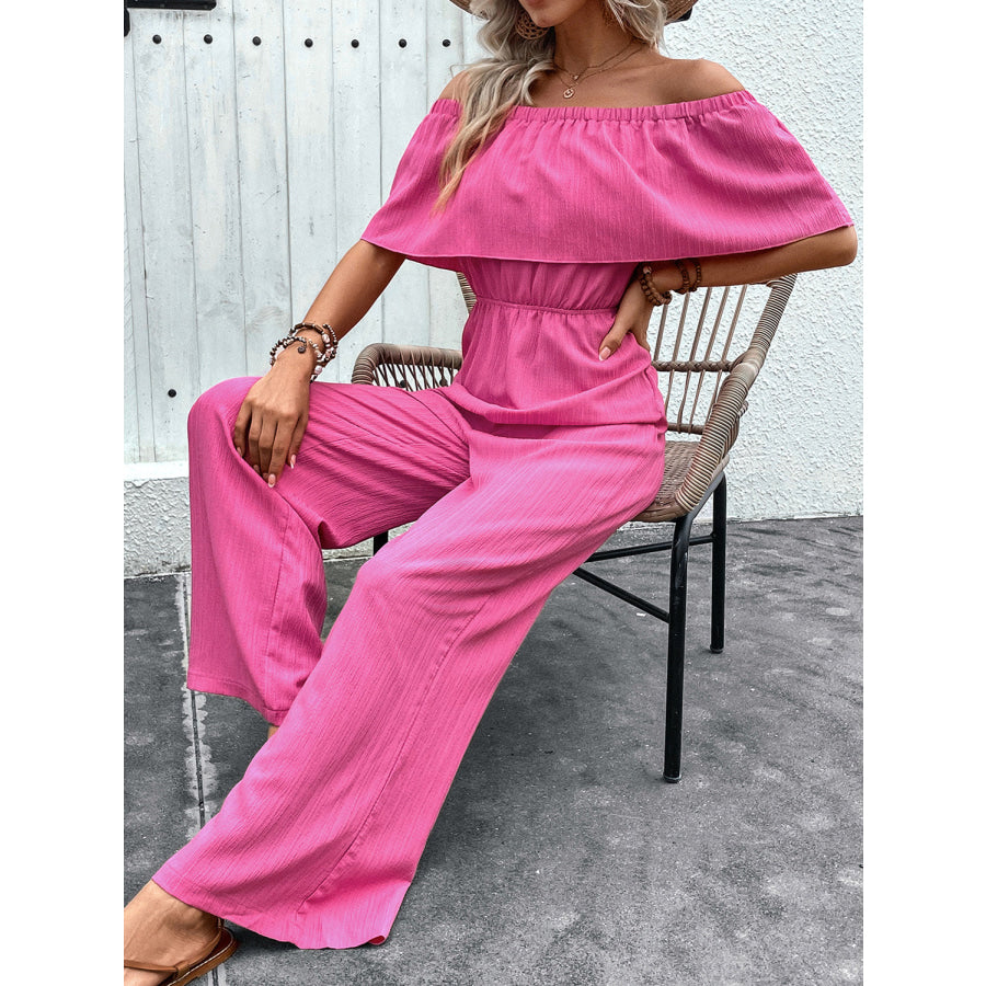 Off-Shoulder Wide Leg Jumpsuit Apparel and Accessories