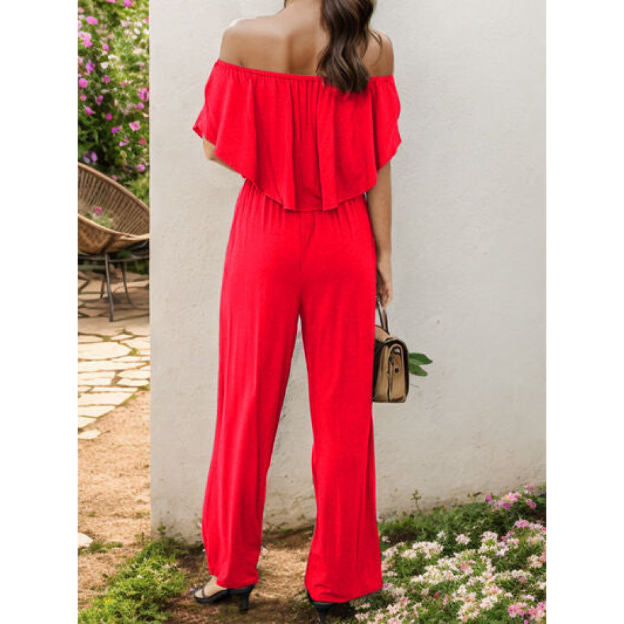 Off - Shoulder Wide Leg Jumpsuit Apparel and Accessories