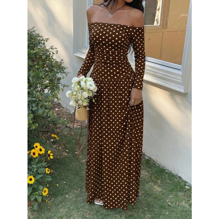 Off-the-Shoulder Maxi Dress Apparel and Accessories