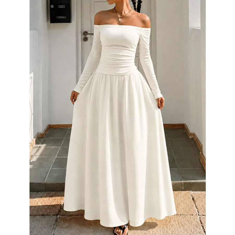 Off-the-Shoulder Maxi Dress White / S Apparel and Accessories