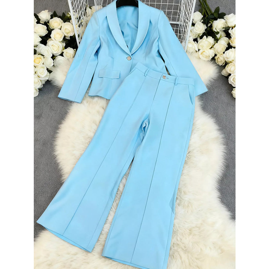 One Button Blazer and Pants Set Apparel and Accessories