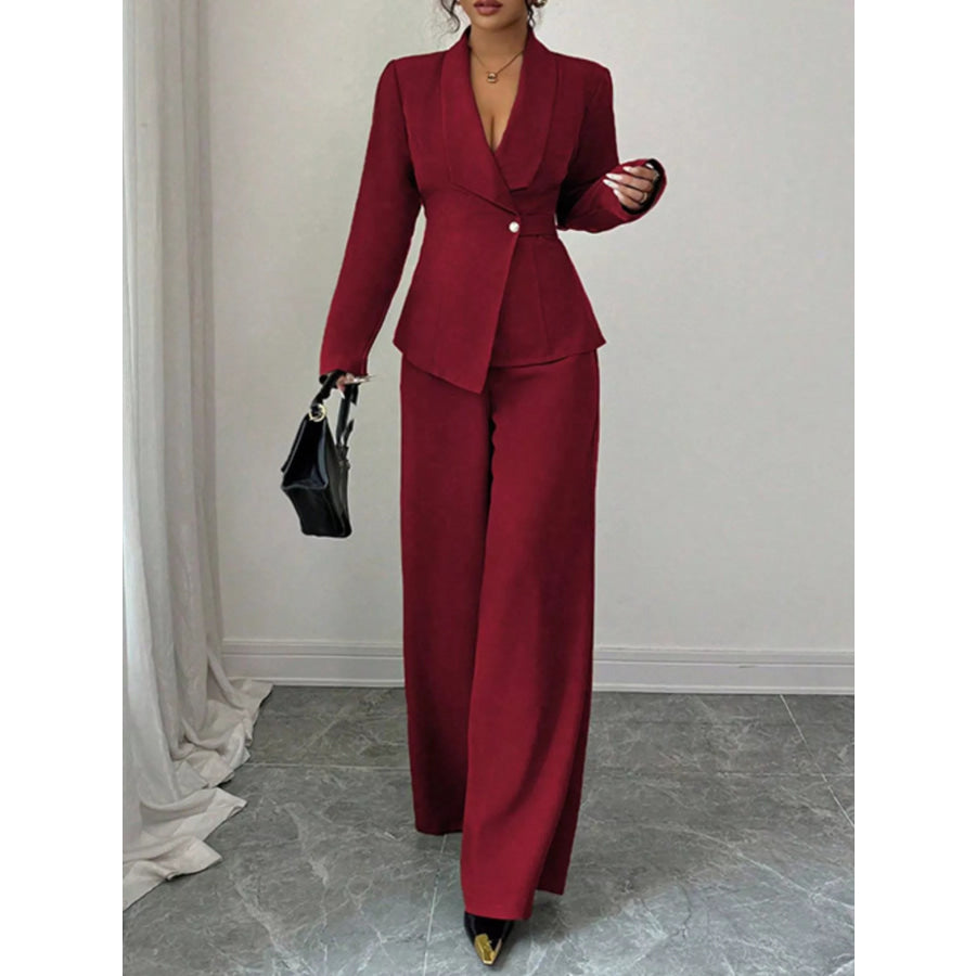 One Button Blazer and Pants Set Apparel and Accessories