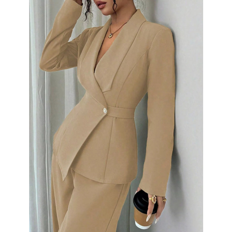 One Button Blazer and Pants Set Apparel and Accessories