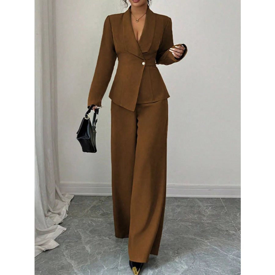 One Button Blazer and Pants Set Apparel and Accessories