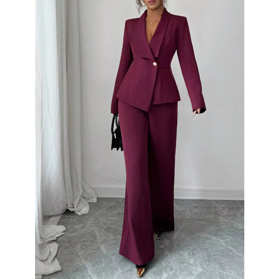 One Button Blazer and Pants Set Apparel and Accessories