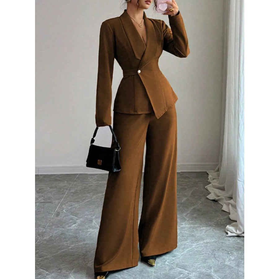 One Button Blazer and Pants Set Apparel and Accessories
