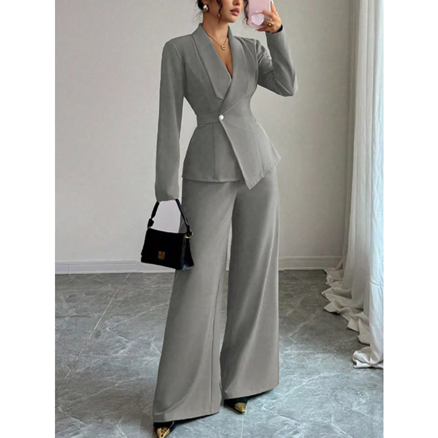 One Button Blazer and Pants Set Apparel and Accessories