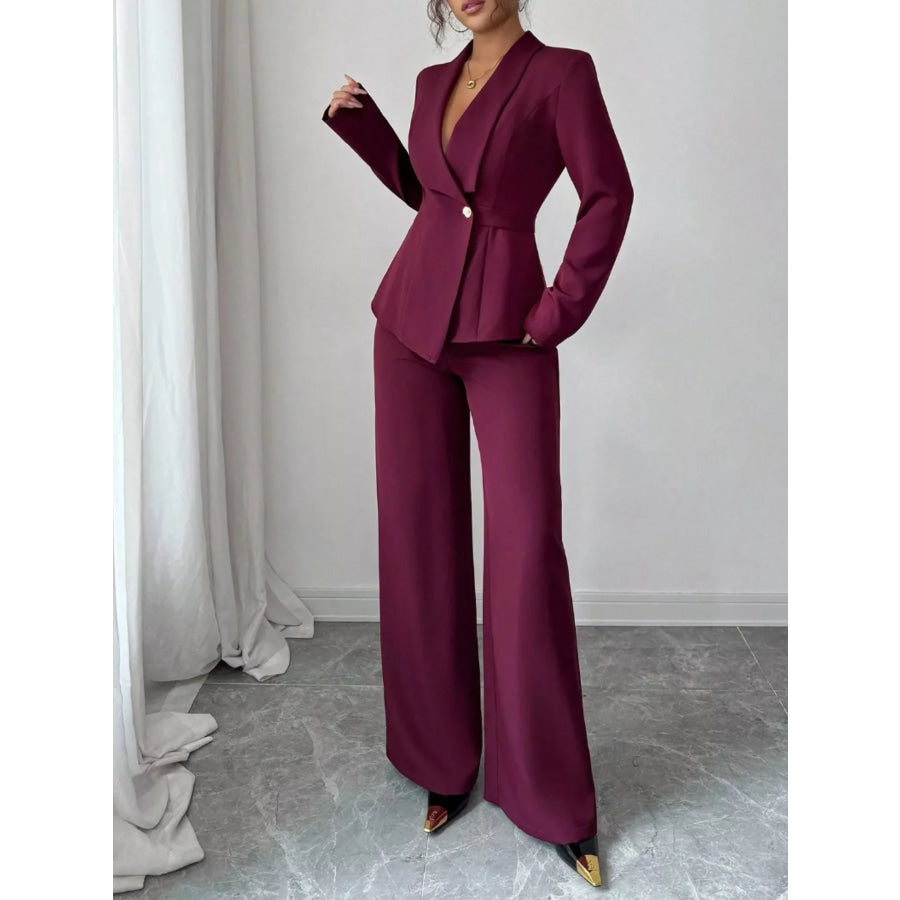 One Button Blazer and Pants Set Apparel and Accessories