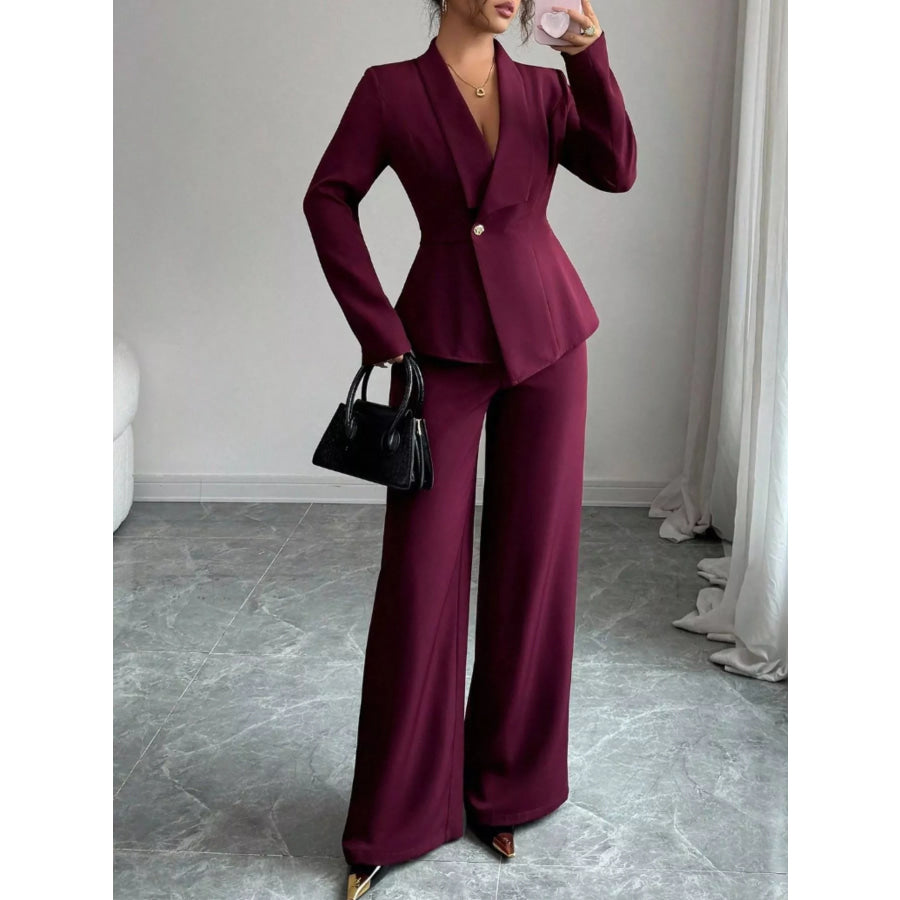 One Button Blazer and Pants Set Apparel and Accessories