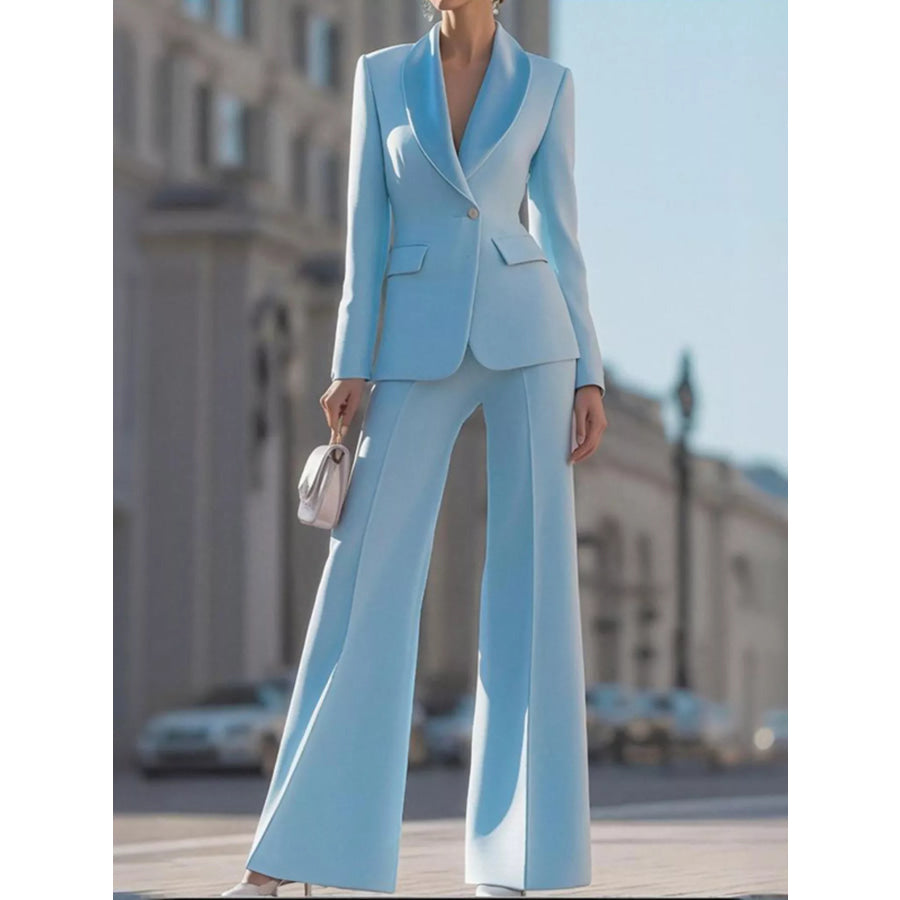One Button Blazer and Pants Set Apparel and Accessories