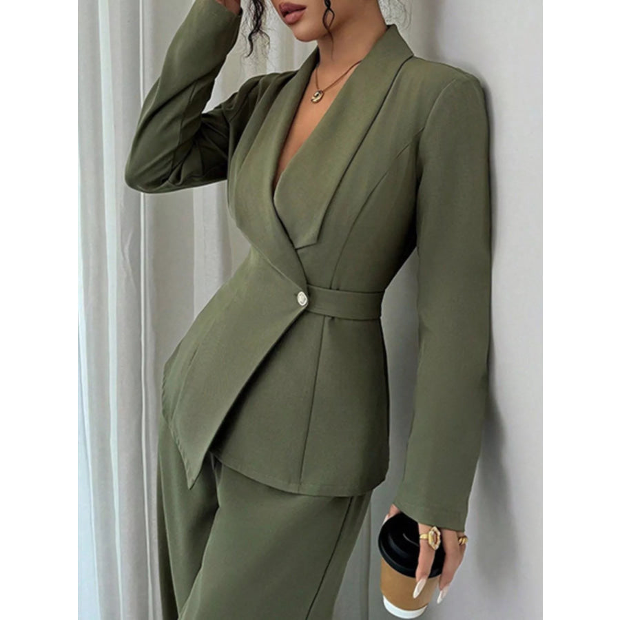 One Button Blazer and Pants Set Apparel and Accessories