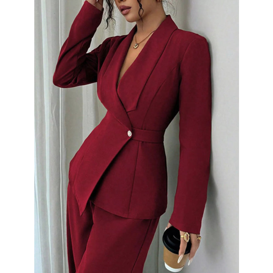 One Button Blazer and Pants Set Apparel and Accessories