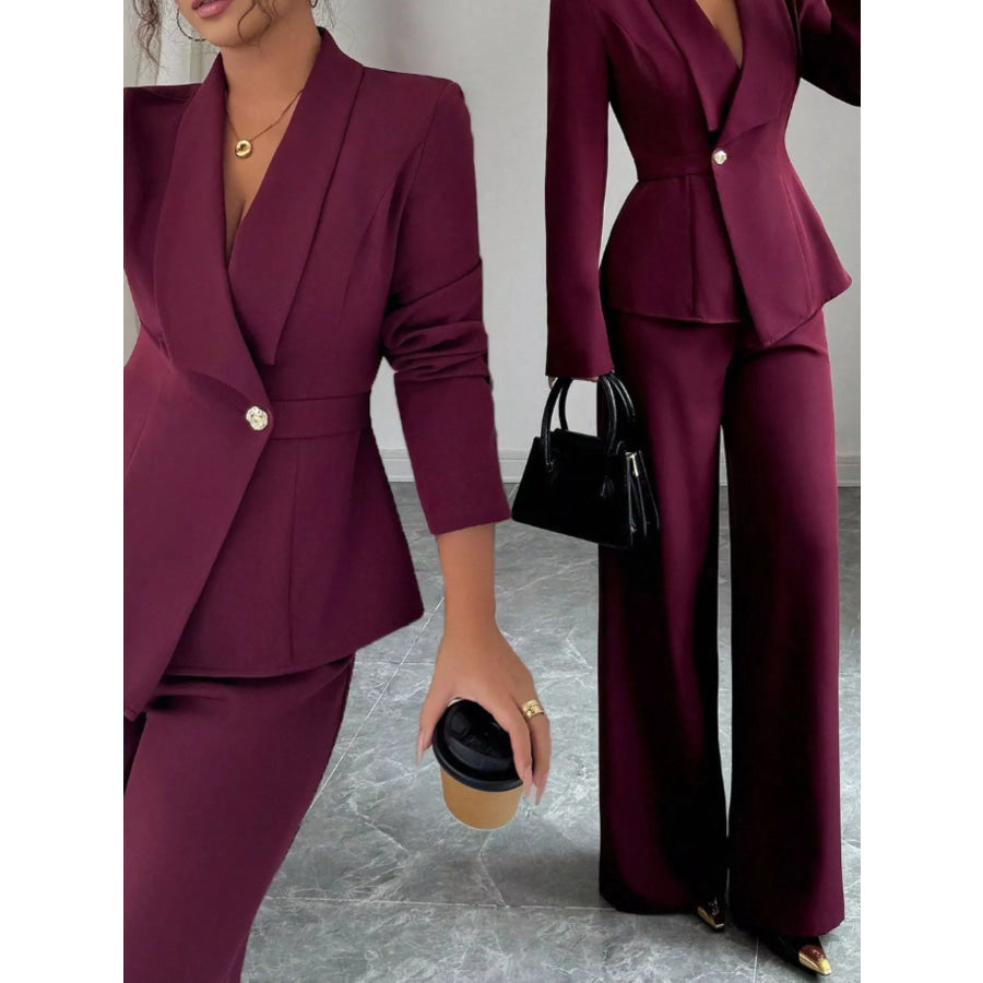 One Button Blazer and Pants Set Apparel and Accessories
