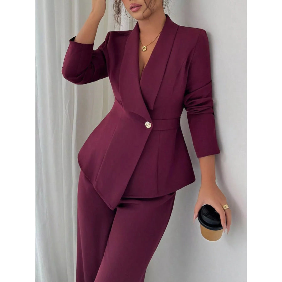 One Button Blazer and Pants Set Apparel and Accessories