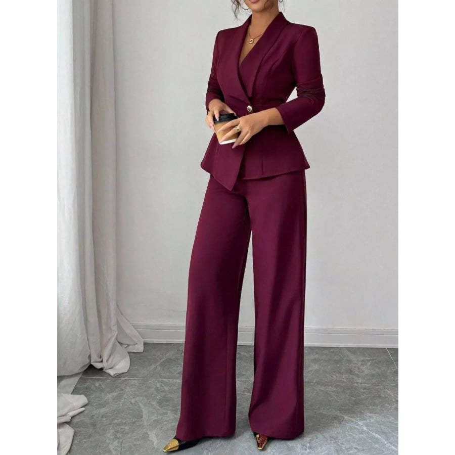 One Button Blazer and Pants Set Apparel and Accessories