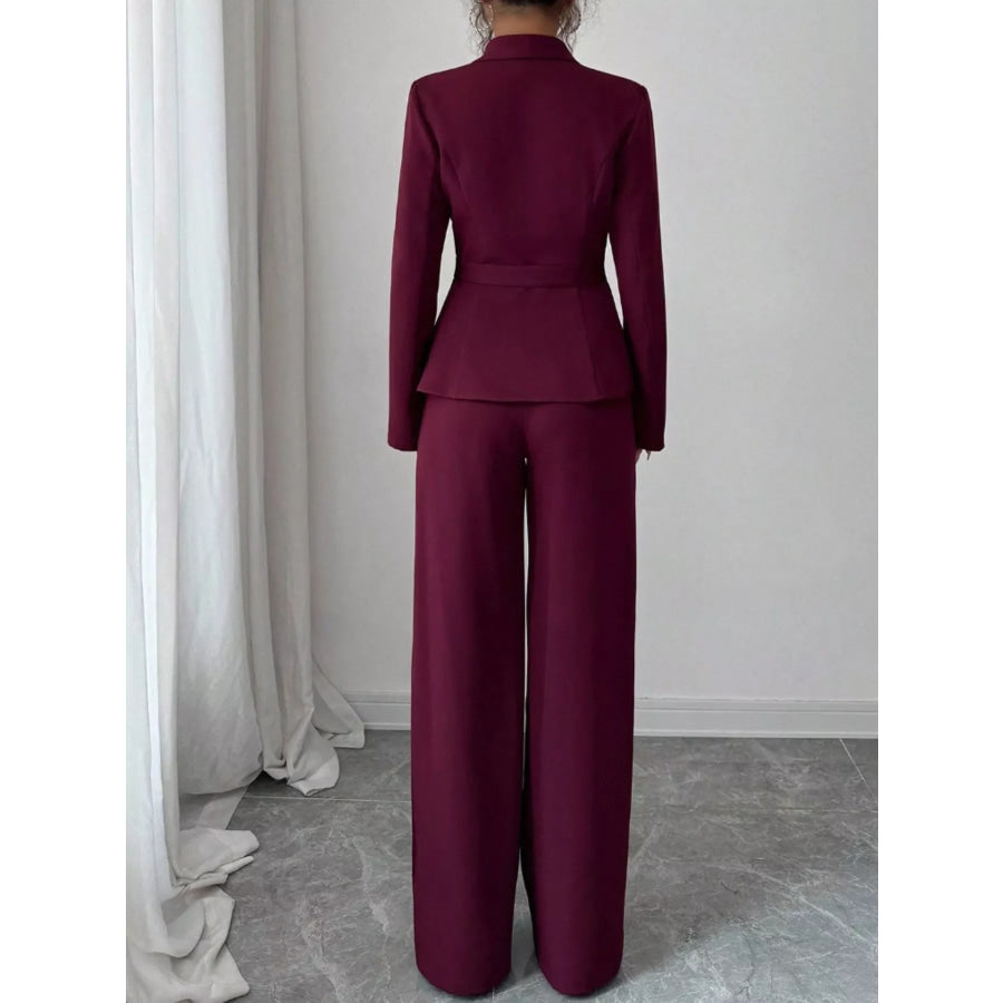 One Button Blazer and Pants Set Apparel and Accessories
