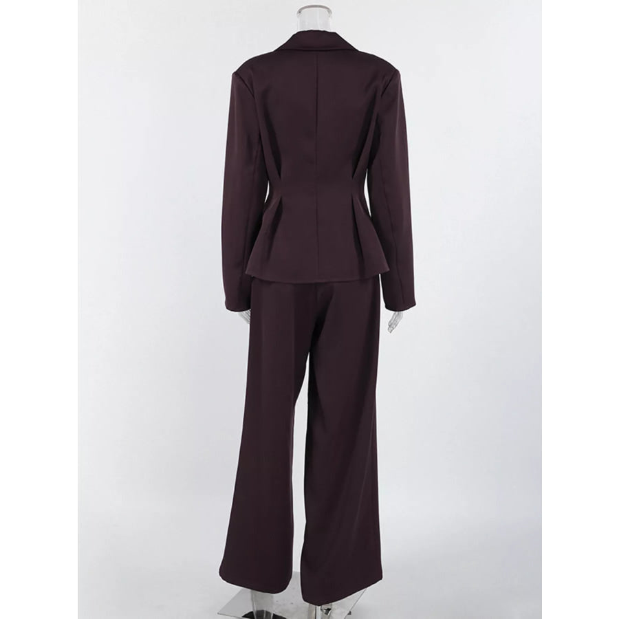 One-Button Blazer and Wide-Leg Pants Set Apparel and Accessories