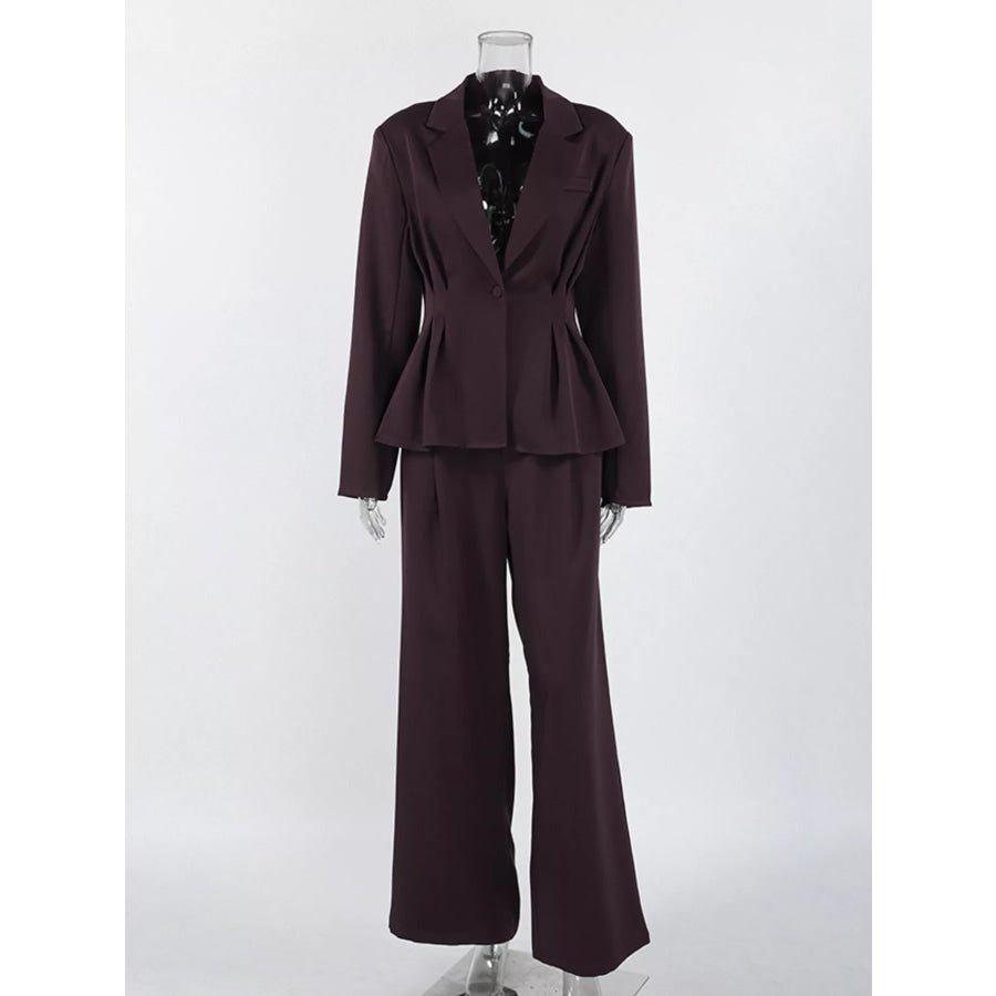 One-Button Blazer and Wide-Leg Pants Set Apparel and Accessories