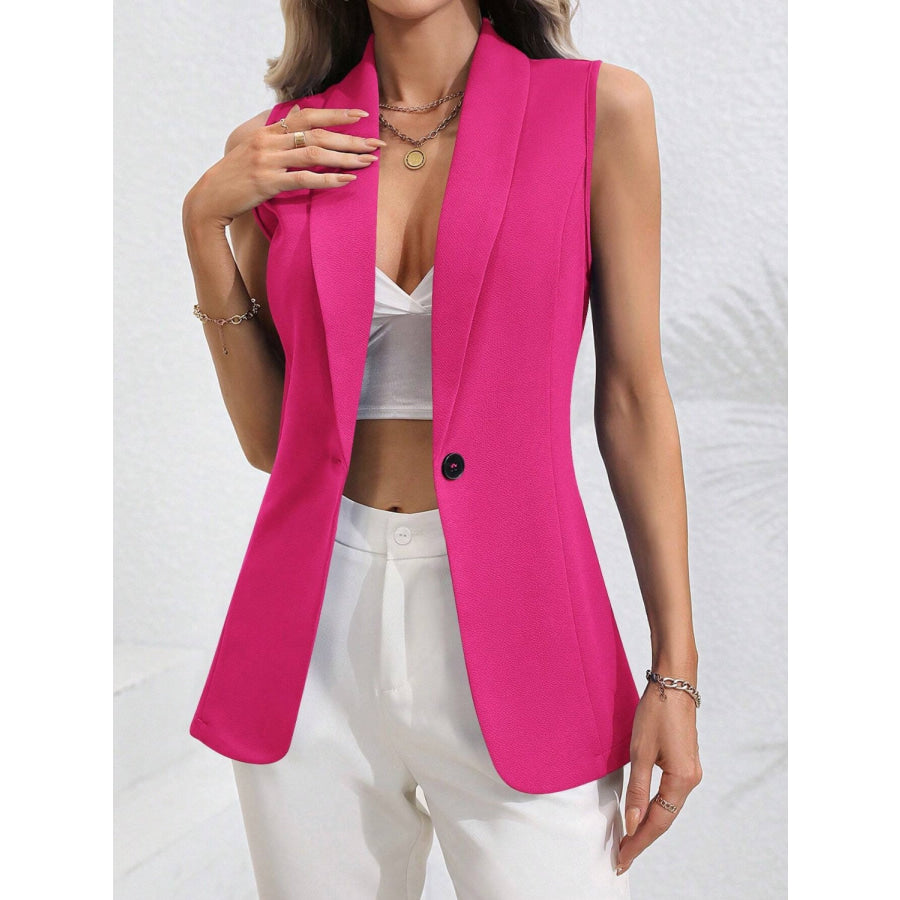 One Button Collared Neck Vest Apparel and Accessories