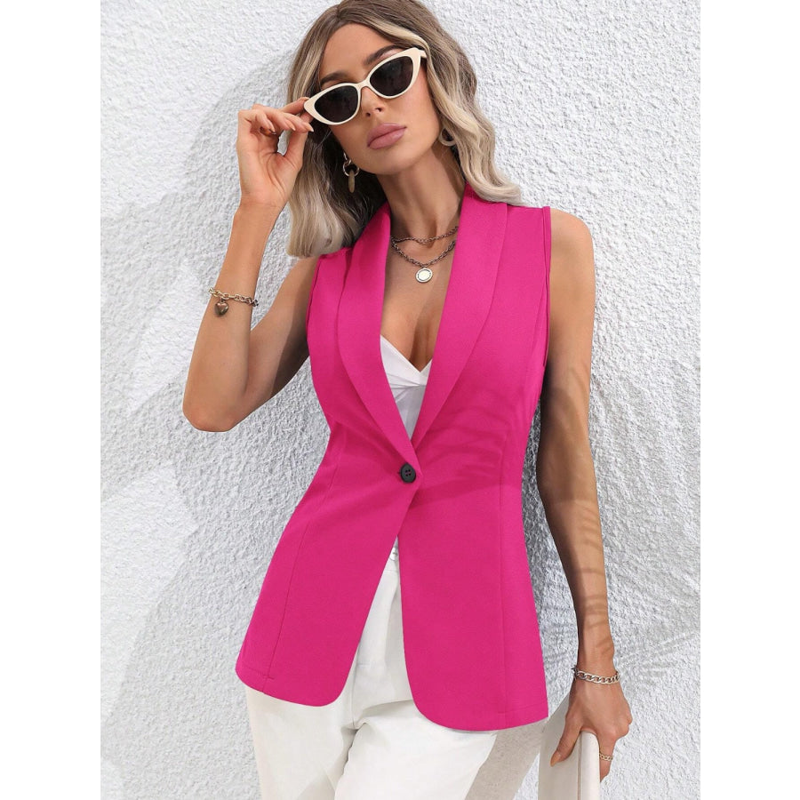 One Button Collared Neck Vest Apparel and Accessories