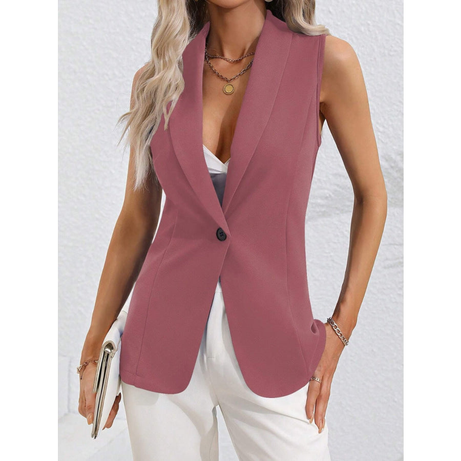 One Button Collared Neck Vest Apparel and Accessories