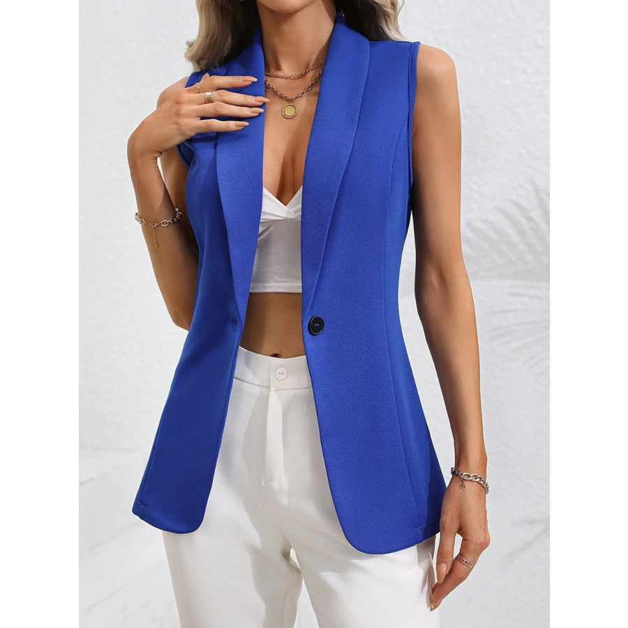 One Button Collared Neck Vest Apparel and Accessories