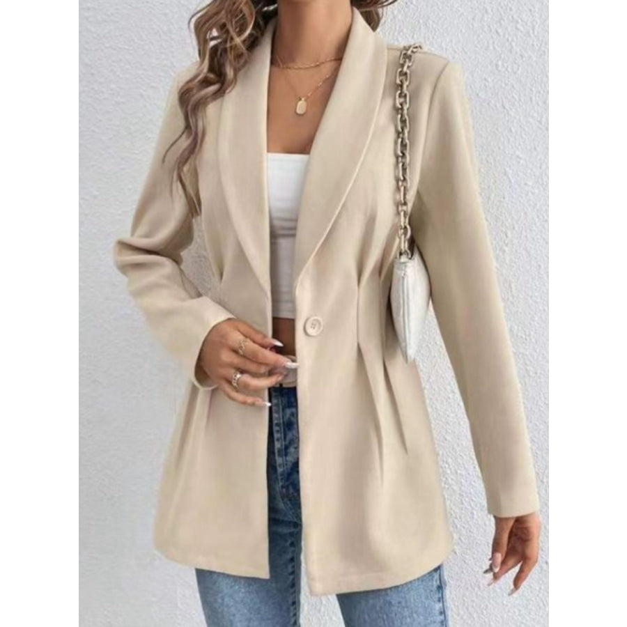 One Button Long Sleeve Blazer Apparel and Accessories