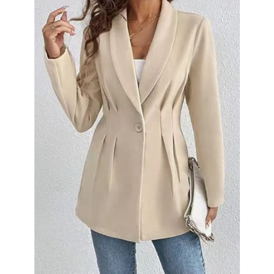 One Button Long Sleeve Blazer Apparel and Accessories