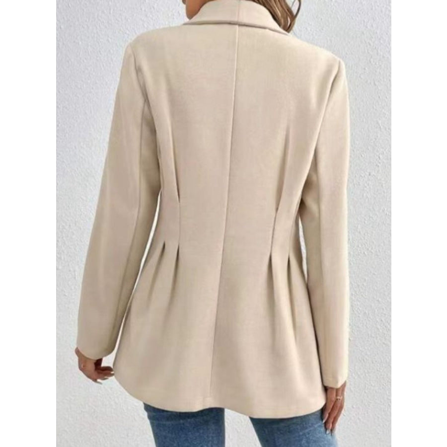 One Button Long Sleeve Blazer Khaki / S Apparel and Accessories