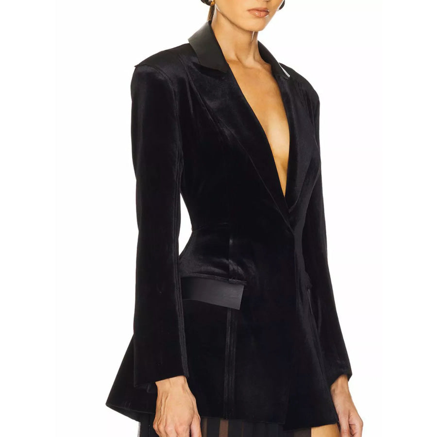 One-Button Long Sleeve Blazer