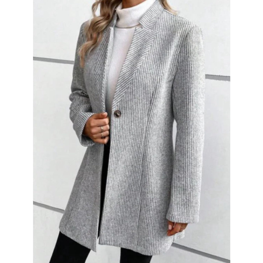 One Button Long Sleeve Coat Apparel and Accessories